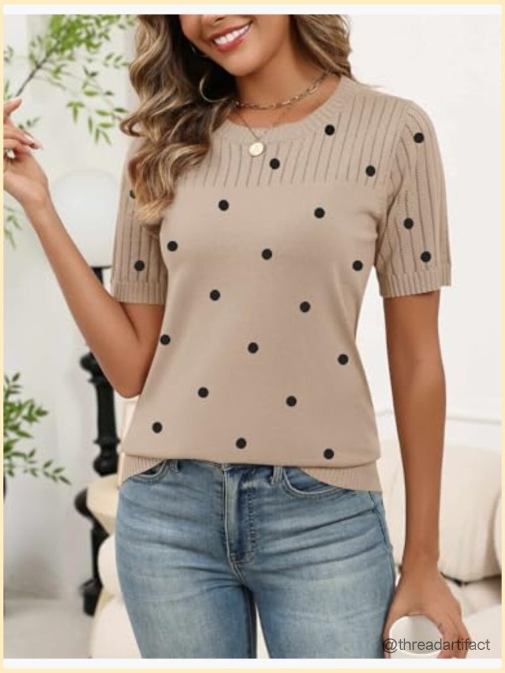 Women's Short Sleeve Crew Neck Hollow Out Pullover Sweater Blouse Lightweight - Picture 3 of 7